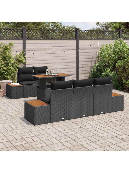Dārza ēdamgalds 6 pcs melns un brūns 100 x 55 x 73 cm