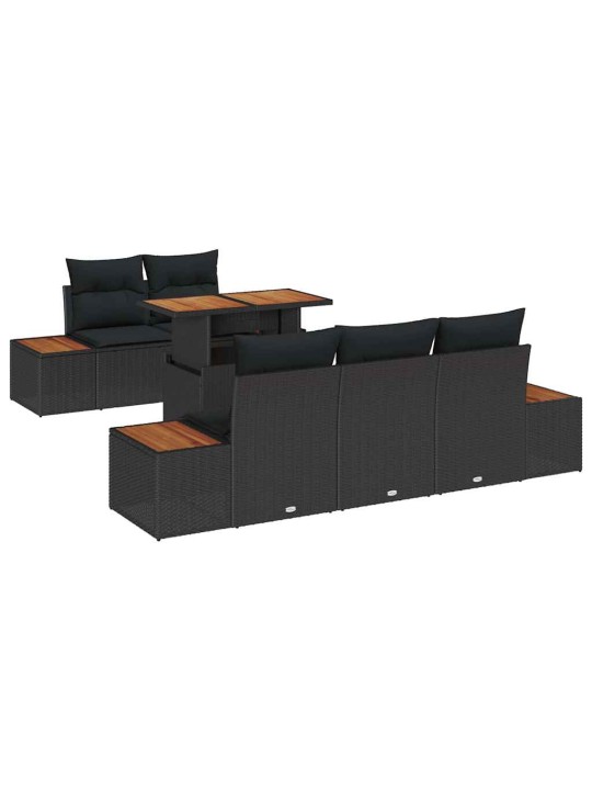 Dārza ēdamgalds 6 pcs melns un brūns 100 x 55 x 73 cm