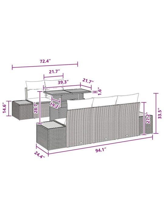 Dārza ēdamgalds 6 pcs melns un brūns 100 x 55 x 73 cm