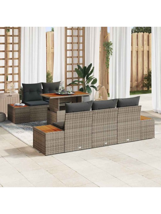 Dārza ēdamgalds 6 pcs pelēks un brūns 100 x 55 x 73 cm