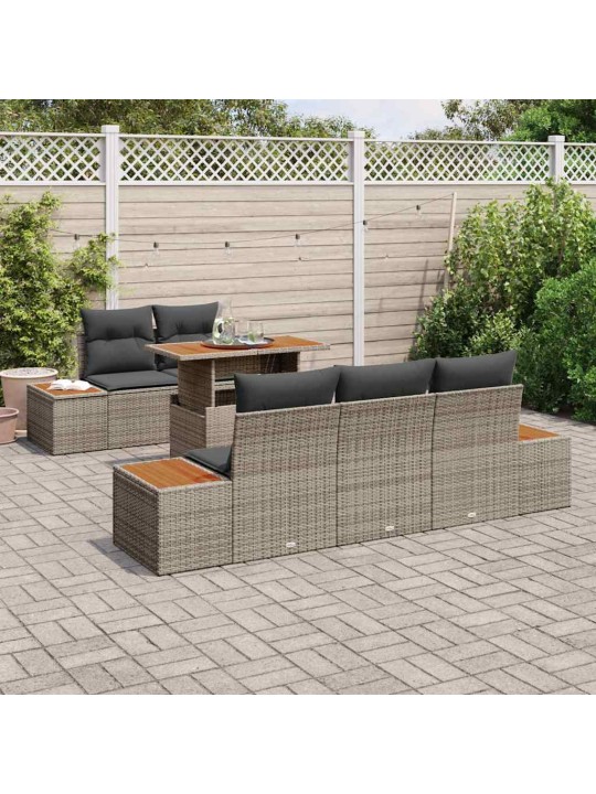 Dārza ēdamgalds 6 pcs pelēks un brūns 100 x 55 x 73 cm