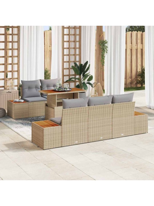 Dārza ēdamgalds 6 pcs bēšs un pelēks 100 x 55 x 73 cm