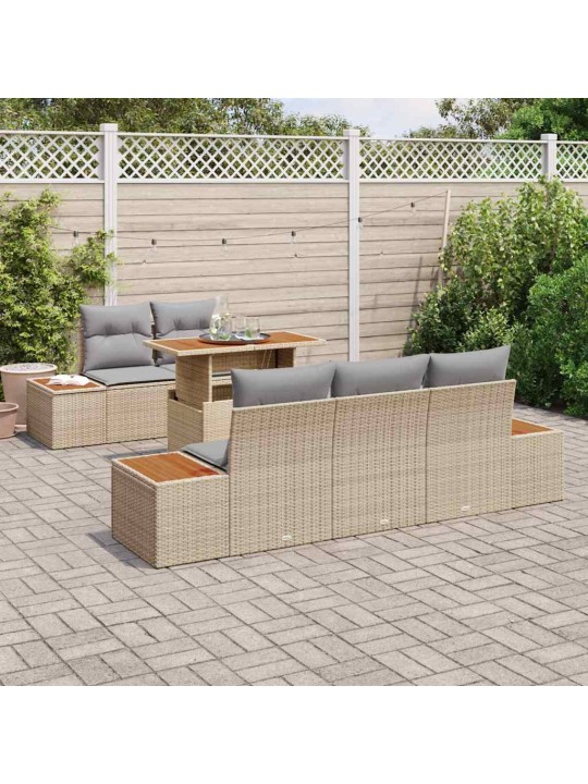 Dārza ēdamgalds 6 pcs bēšs un pelēks 100 x 55 x 73 cm