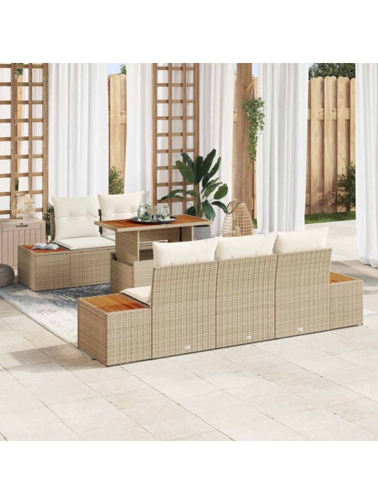 Dārza ēdamgalds 6 pcs bēšs un krēms 100 x 55 x 73 cm