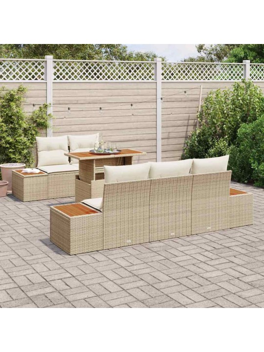 Dārza ēdamgalds 6 pcs bēšs un krēms 100 x 55 x 73 cm