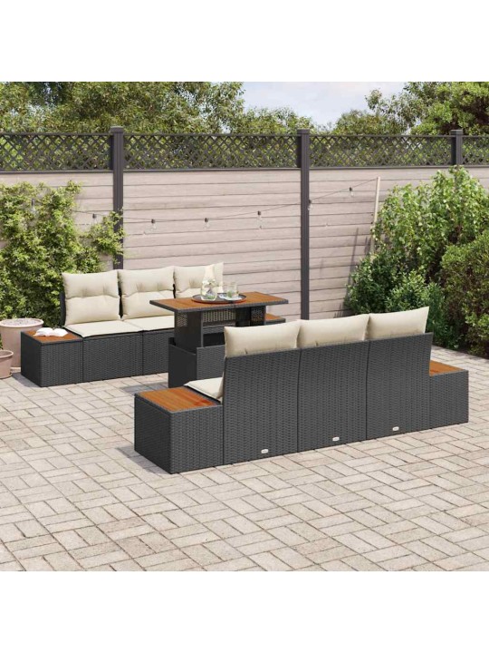 Dārza ēdamgalds 7 pcs melna un beigē 100 x 55 x 73 cm
