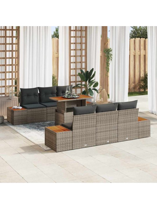Dārza ēdamgalds 7 pcs pelēks un brūns 100 x 55 x 73 cm