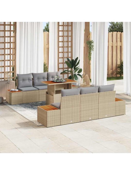 Dārza ēdamgalds 7 pcs bēšs un pelēks 100 x 55 x 73 cm