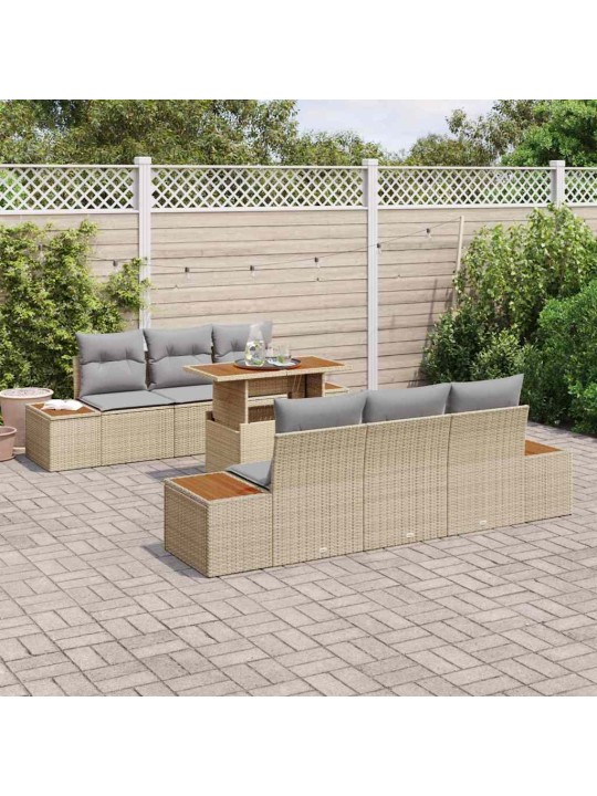 Dārza ēdamgalds 7 pcs bēšs un pelēks 100 x 55 x 73 cm