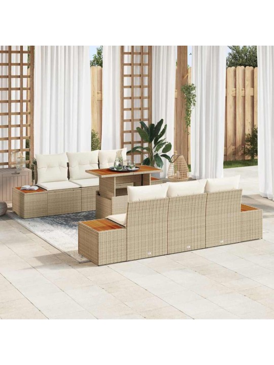 Dārza ēdamgalds 7 pcs bēšs un krēms 100 x 55 x 73 cm