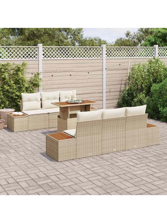Dārza ēdamgalds 7 pcs bēšs un krēms 100 x 55 x 73 cm