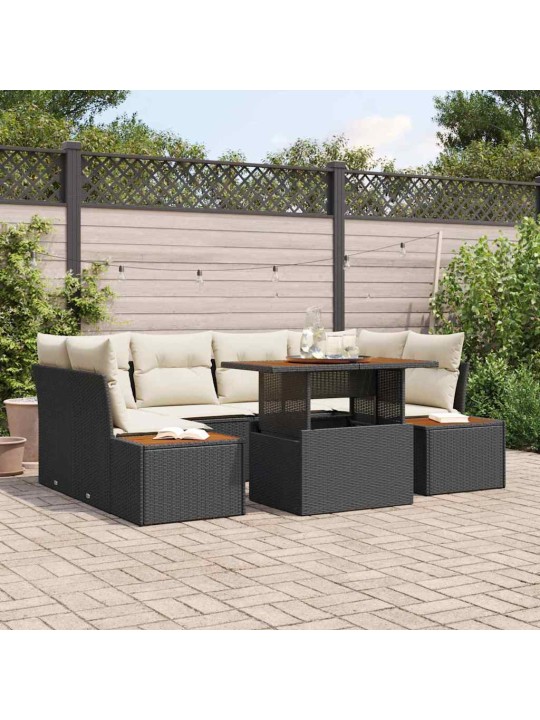 Dārza ēdamgalds 7 pcs melna un beigē 100 x 55 x 73 cm
