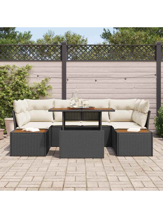 Dārza ēdamgalds 7 pcs melna un beigē 100 x 55 x 73 cm