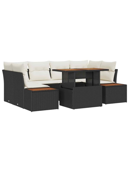Dārza ēdamgalds 7 pcs melna un beigē 100 x 55 x 73 cm