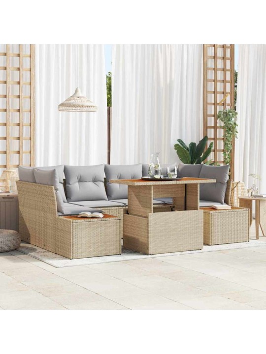 Dārza ēdamgalds 7 pcs bēšs un pelēks 100 x 55 x 73 cm