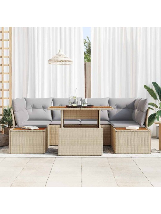 Dārza ēdamgalds 7 pcs bēšs un pelēks 100 x 55 x 73 cm