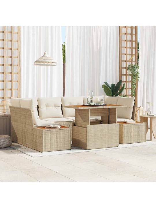 Dārza ēdamgalds 7 pcs bēšs un krēms 100 x 55 x 73 cm