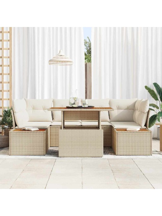 Dārza ēdamgalds 7 pcs bēšs un krēms 100 x 55 x 73 cm