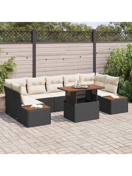 Dārza ēdamgalds 8 pcs melna un beigē 100 x 55 x 73 cm