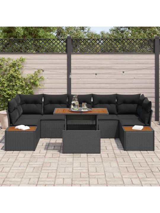 Dārza ēdamgalds 8 pcs melns un brūns 100 x 55 x 73 cm
