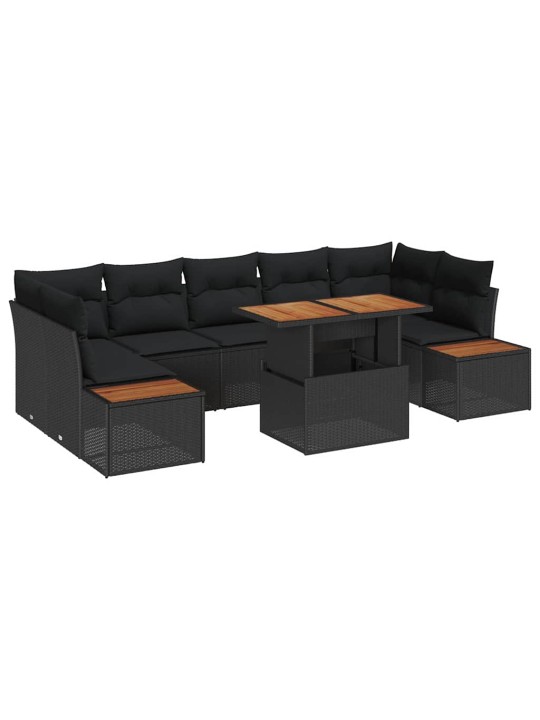 Dārza ēdamgalds 8 pcs melns un brūns 100 x 55 x 73 cm