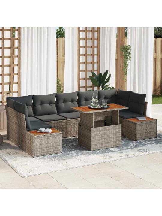 Dārza ēdamgalds 8 pcs pelēks un brūns 100 x 55 x 73 cm