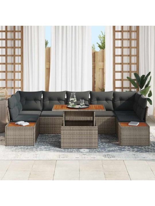 Dārza ēdamgalds 8 pcs pelēks un brūns 100 x 55 x 73 cm