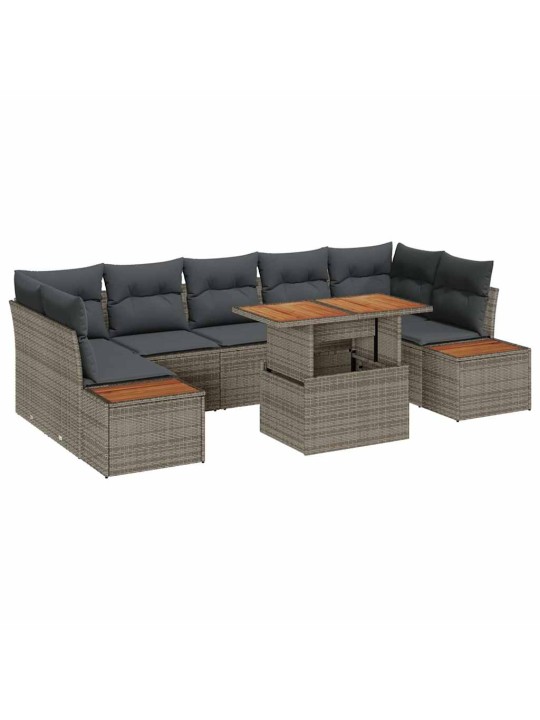 Dārza ēdamgalds 8 pcs pelēks un brūns 100 x 55 x 73 cm