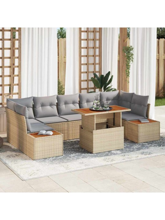 Dārza ēdamgalds 8 pcs bēšs un pelēks 100 x 55 x 73 cm