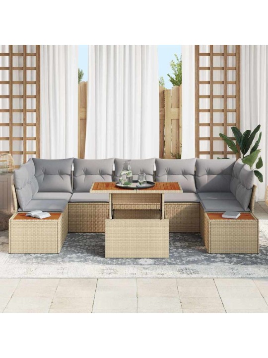 Dārza ēdamgalds 8 pcs bēšs un pelēks 100 x 55 x 73 cm