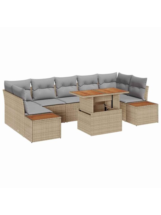 Dārza ēdamgalds 8 pcs bēšs un pelēks 100 x 55 x 73 cm