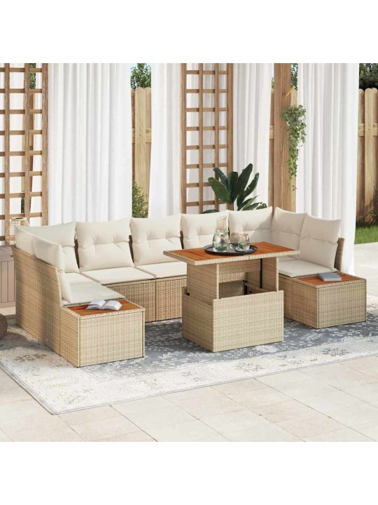 Dārza ēdamgalds 8 pcs bēšs un krēms 100 x 55 x 73 cm