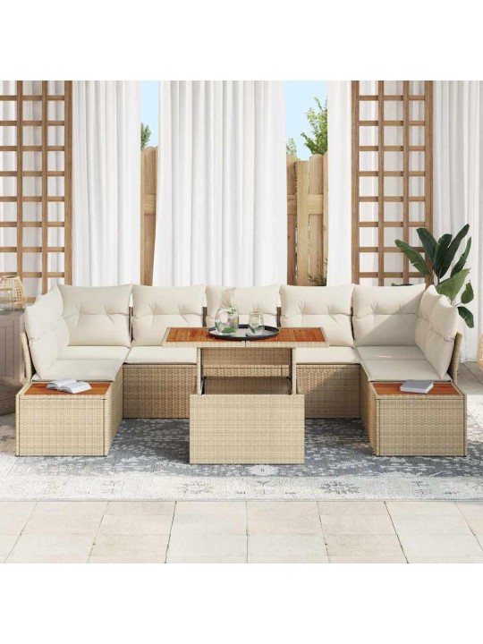 Dārza ēdamgalds 8 pcs bēšs un krēms 100 x 55 x 73 cm