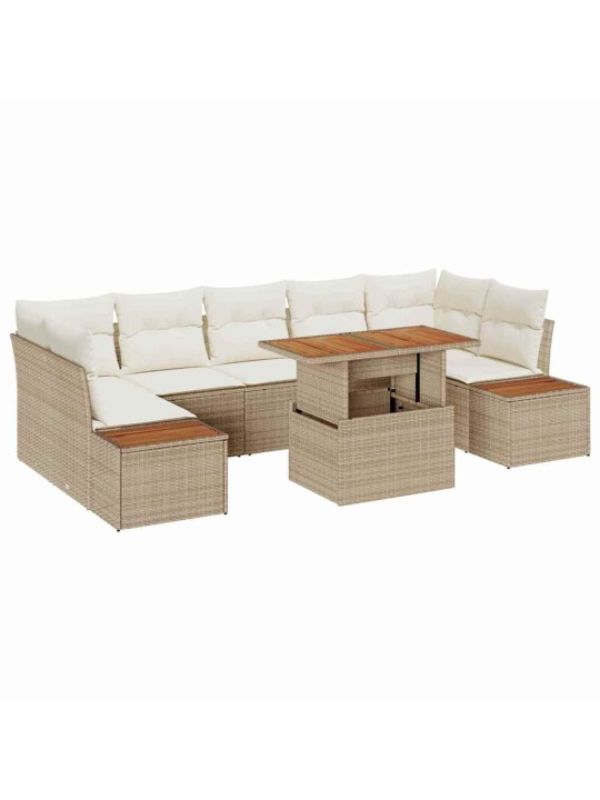 Dārza ēdamgalds 8 pcs bēšs un krēms 100 x 55 x 73 cm