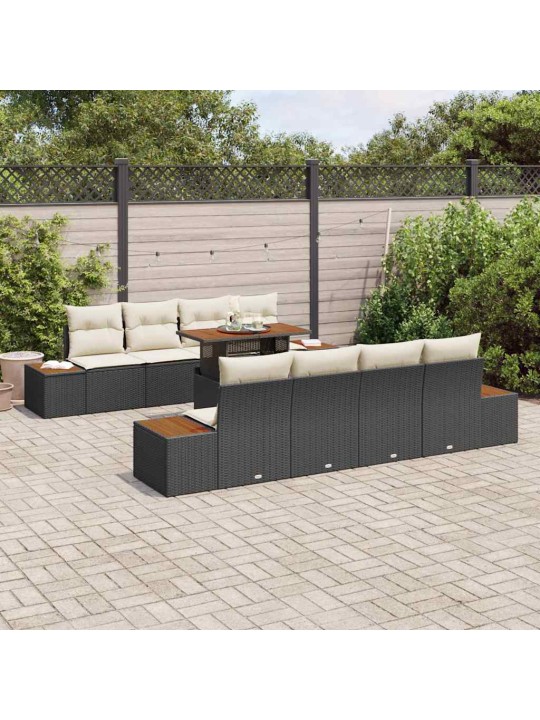 Dārza ēdamgalds 9 pcs melna un beigē 100 x 55 x 73 cm