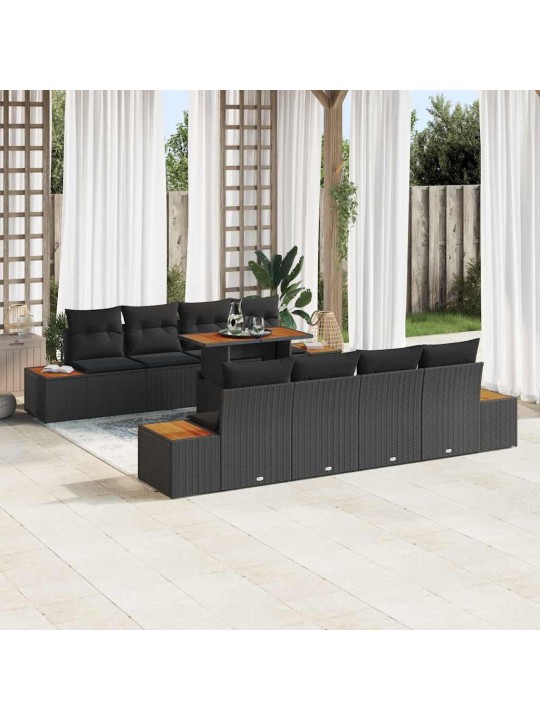 Dārza ēdamgalds 9 pcs melns un brūns 100 x 55 x 73 cm