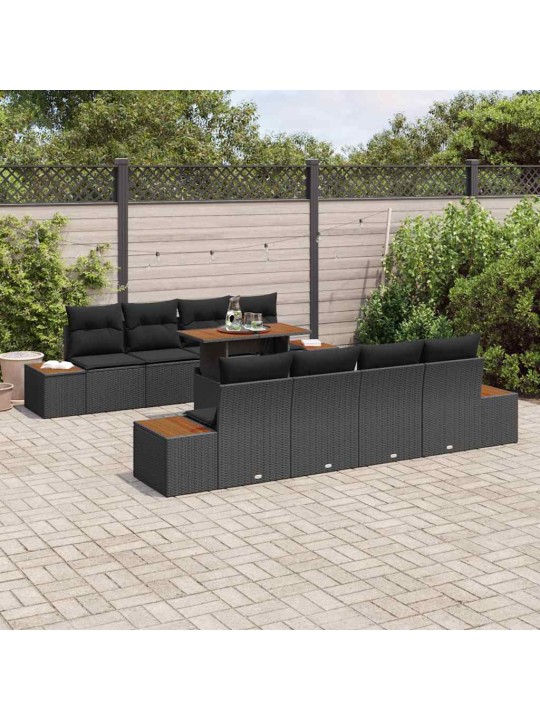 Dārza ēdamgalds 9 pcs melns un brūns 100 x 55 x 73 cm