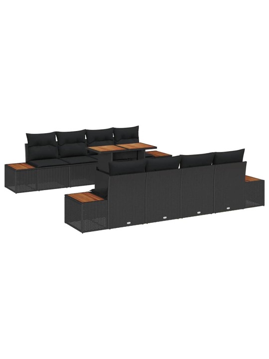 Dārza ēdamgalds 9 pcs melns un brūns 100 x 55 x 73 cm