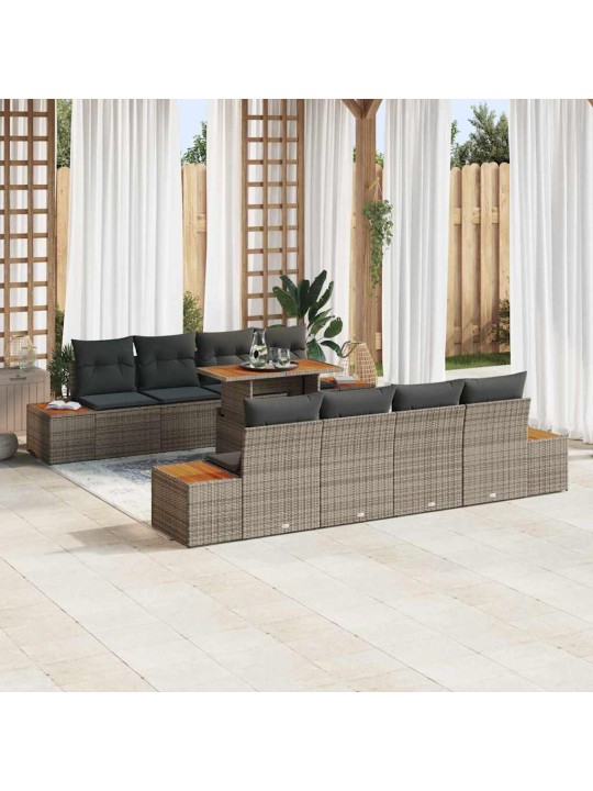 Dārza ēdamgalds 9 pcs pelēks un brūns 100 x 55 x 73 cm