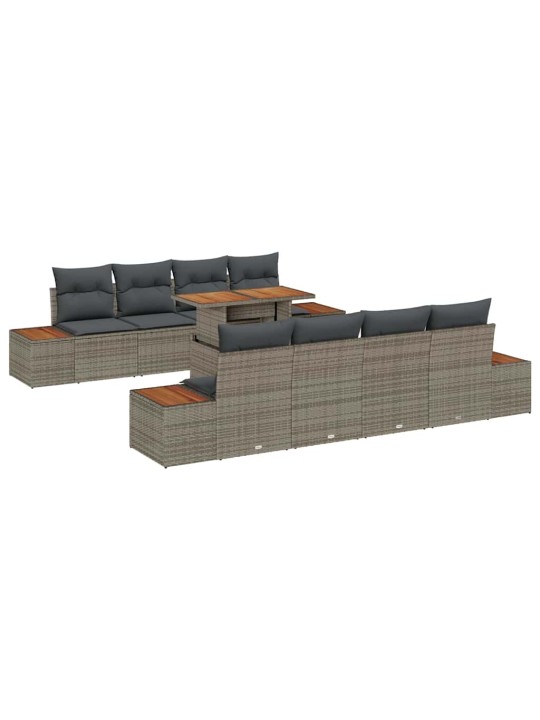 Dārza ēdamgalds 9 pcs pelēks un brūns 100 x 55 x 73 cm