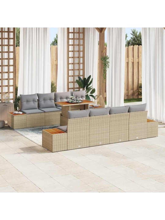 Dārza ēdamgalds 9 pcs bēšs un pelēks 100 x 55 x 73 cm