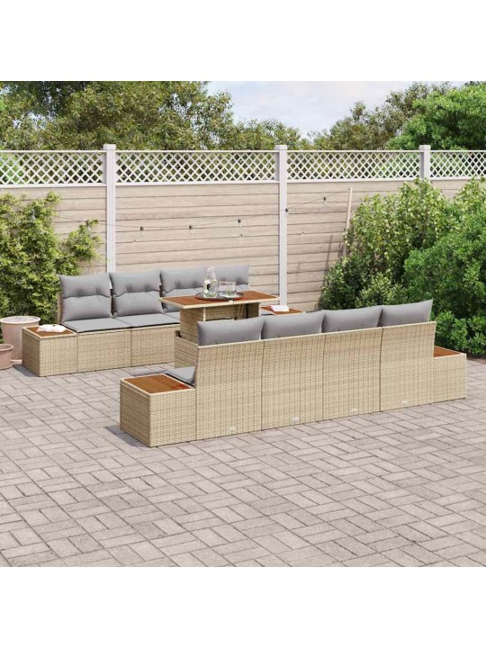 Dārza ēdamgalds 9 pcs bēšs un pelēks 100 x 55 x 73 cm