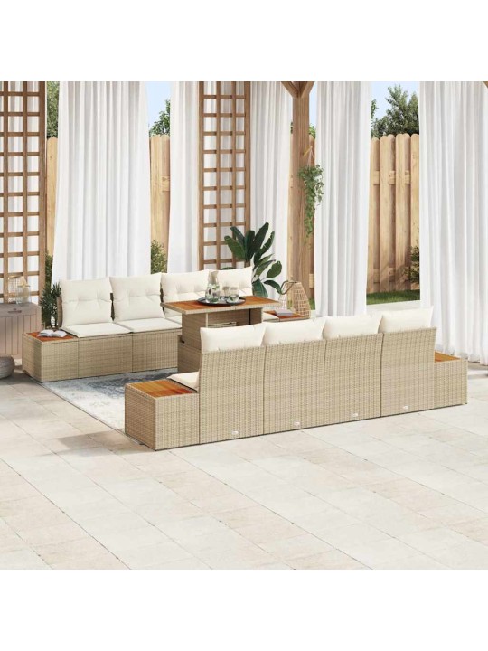 Dārza ēdamgalds 9 pcs bēšs un krēms 100 x 55 x 73 cm