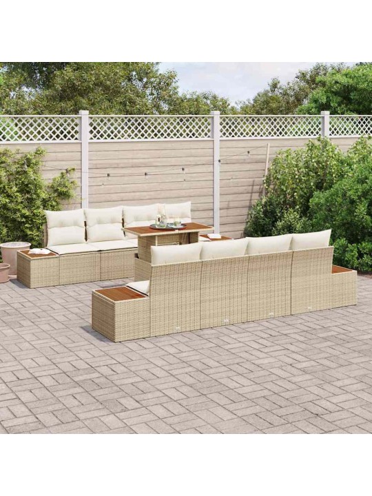 Dārza ēdamgalds 9 pcs bēšs un krēms 100 x 55 x 73 cm