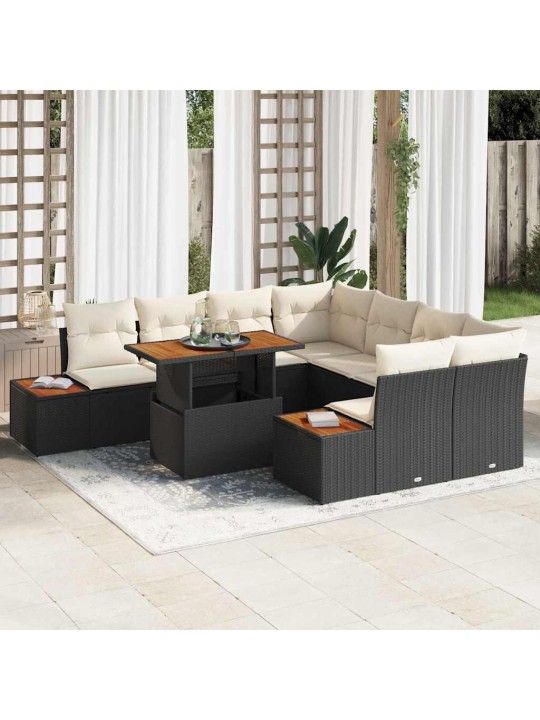 Dārza ēdamgalds 9 pcs melna un beigē 100 x 55 x 73 cm