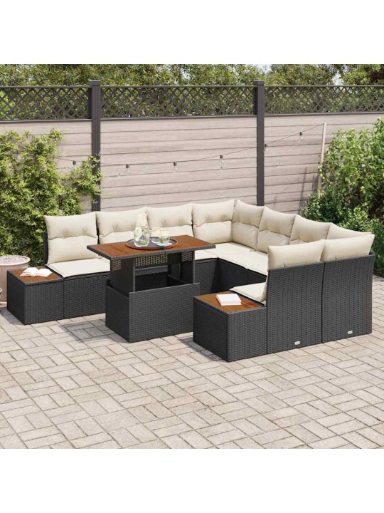 Dārza ēdamgalds 9 pcs melna un beigē 100 x 55 x 73 cm