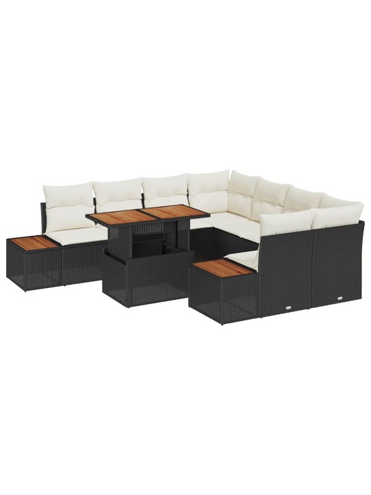 Dārza ēdamgalds 9 pcs melna un beigē 100 x 55 x 73 cm
