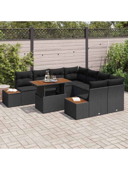 Dārza ēdamgalds 9 pcs melns un brūns 100 x 55 x 73 cm