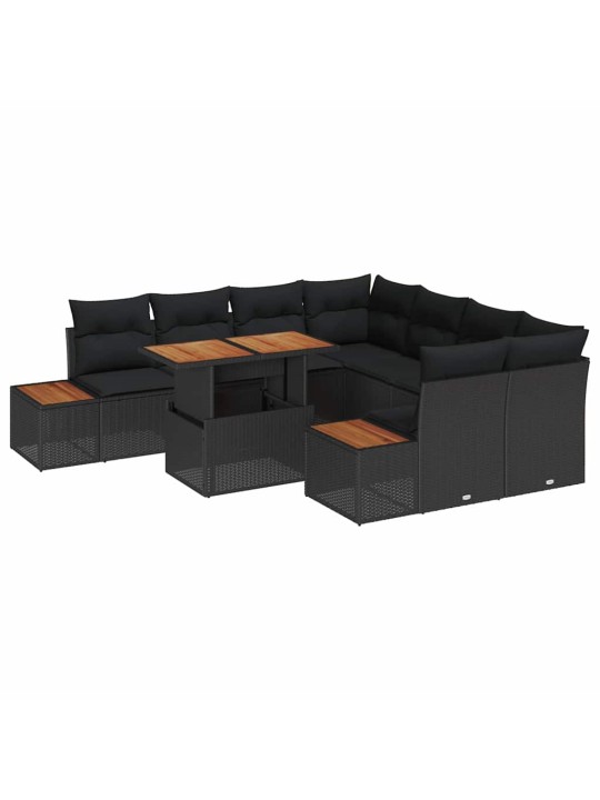 Dārza ēdamgalds 9 pcs melns un brūns 100 x 55 x 73 cm