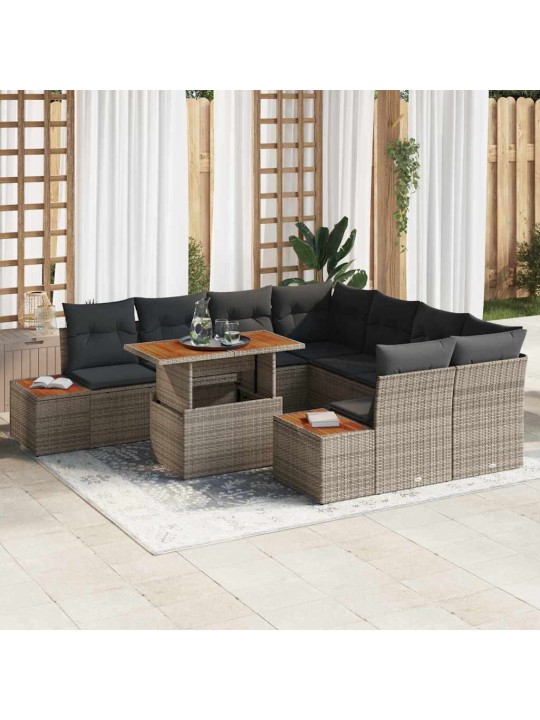 Dārza ēdamgalds 9 pcs pelēks un brūns 100 x 55 x 73 cm